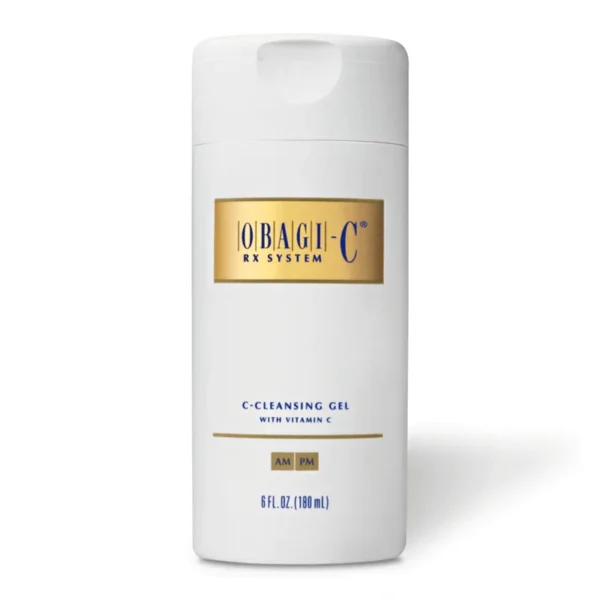 A bottle of obagi c system cleansing gel.