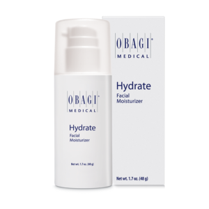 A bottle of facial moisturizer is shown.